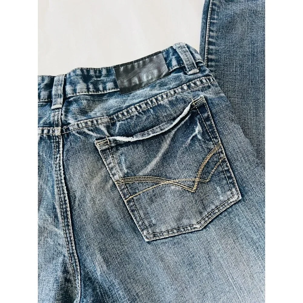 Machine Womens Straight Jeans Blue Denim Mid Rise Medium Wash 5 Pocket Size 32 - Picture 7 of 8